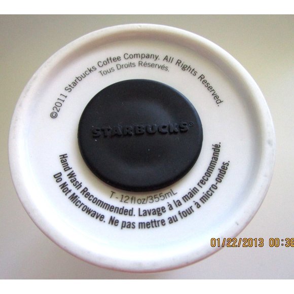 Starbucks Green Mermaid Logo Ceramic White coffee/tea mug & lid - 12 fl.oz 2011 - Picture 7 of 12
